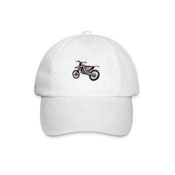 Biker / Motorrad Fahrer / Biker / Zweirad / Cross - Baseballkappe - Weiß/Weiß - Vorne
