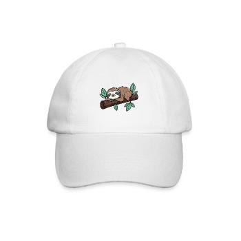 Gute Nacht! Schlaf Schlafmütze Faultier auf Ast - Baseballkappe - Weiß/Weiß - Vorne
