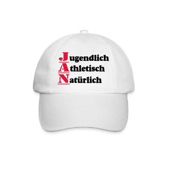 Jan , Vorname,Namensschild,Name,Fun Shirt (25) - Baseballkappe - Weiß/Weiß - Vorne