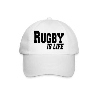 rugby is life - Baseball Cap - white/white - Front