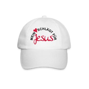 MEIN HERZ SCHLÄGT FÜR JESUS - Baseballkappe - Weiß/Weiß - Vorne