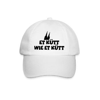 Köln Spruch Et kütt wie et kütt mit Kölner Dom - Baseballkappe - Weiß/Weiß - Vorne