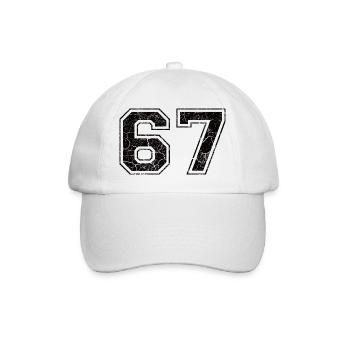 Number 67 in the grunge look - Baseball Cap - white/white - Front