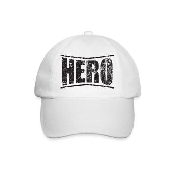 hero hero Held héroe héros monochrome text - Baseball Cap - white/white - Front