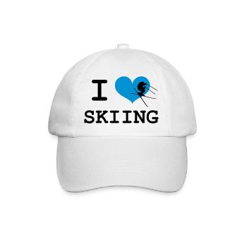 I Love Skiing - Baseballkappe - Weiß/Weiß - Vorne