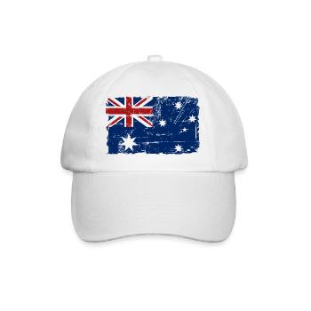 Australien - Down Under - Vintage Look - Baseballkappe - Weiß/Weiß - Vorne