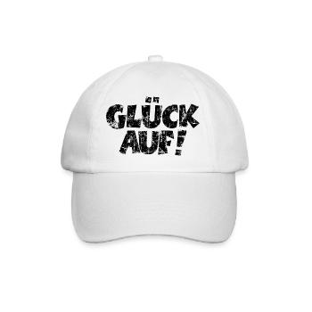 Glück Auf! (Vintage/Schwarz) - Baseballkappe - Weiß/Weiß - Vorne