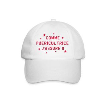 Puériculture / Puéricultrice / Bébé / Maternelle - Casquette classique - blanc/blanc - Devant