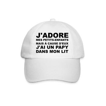 Papy dans mon lit - Casquette classique - blanc/blanc - Devant
