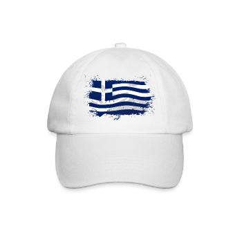 Greece Flag - Baseballkappe - Weiß/Weiß - Vorne