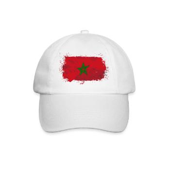 Morocco Flag - Baseballkappe - Weiß/Weiß - Vorne
