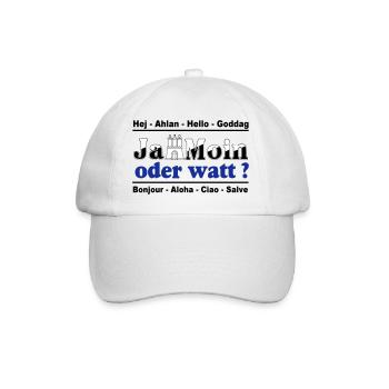 Hamburg , Tradition , Ja Moin oder watt (25) - Baseballkappe - Weiß/Weiß - Vorne