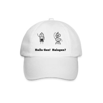 Wortwitz DNA Halogen Gen Hallo Elektrik Bio - Baseballkappe - Weiß/Weiß - Vorne