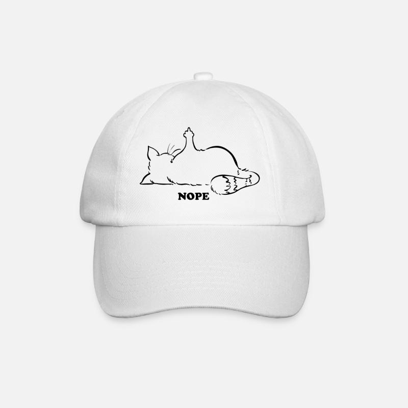 Katze Nope Mittelfinger Nein Nö Kein Bock - Baseballkappe - Weiß/Weiß