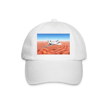 Ein Passagierflugzeug über einer Sandwüste - Baseballkappe - Weiß/Weiß - Vorne