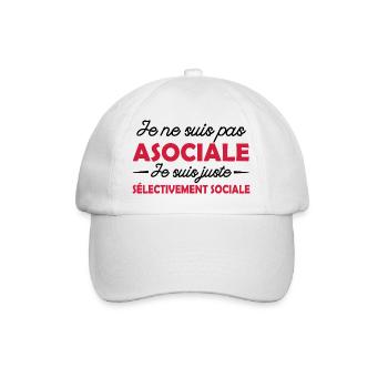 je ne suis pas asociale - cadeau femme humour - Casquette classique - blanc/blanc - Devant