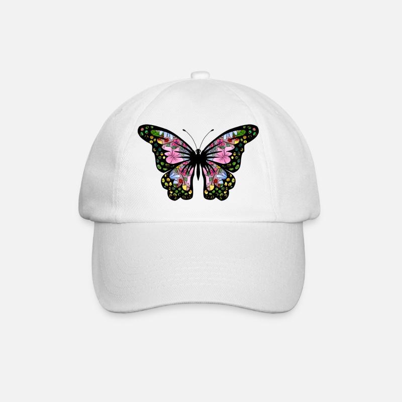 Schmetterling - Baseballkappe - Weiß/Weiß