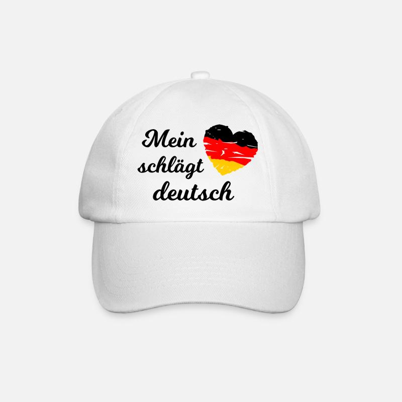 Mein Herz schlägt Deutsch - Baseballkappe - Weiß/Weiß