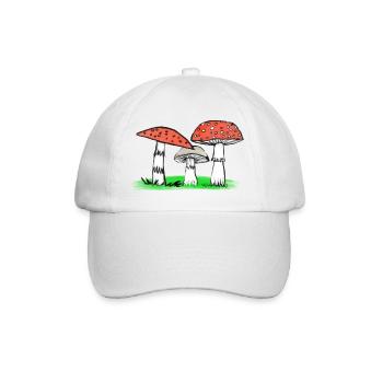 Mushroom Trio Forest Illustration Mushrooms - Baseball Cap - white/white - Front