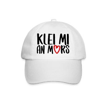 klei mi an mors Plattdeutsch platt Dialekt - Baseballkappe - Weiß/Weiß - Vorne