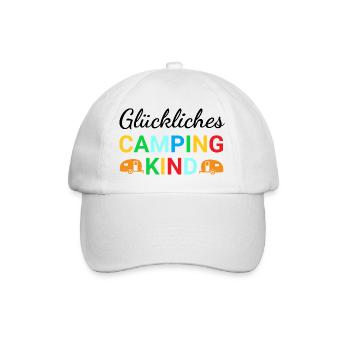 Glückliches Camping Kind - Baseballkappe - Weiß/Weiß - Vorne