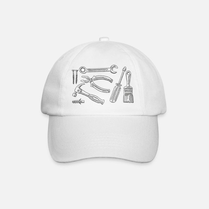 Werkzeug DIY Set Symbole - Baseballkappe - Weiß/Weiß
