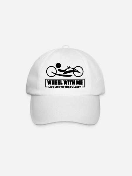 Roll mit mir mit meinem Rollstuhl-Handbike * - Baseballkappe - Weiß/Weiß