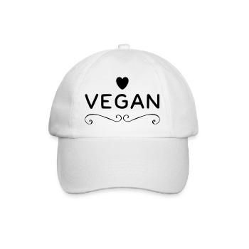 Vegan Herz - Baseballkappe - Weiß/Weiß - Vorne