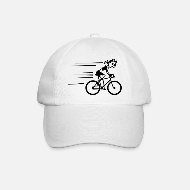 Radfahrer Strichmännchen radeln schnell - Baseballkappe - Weiß/Weiß