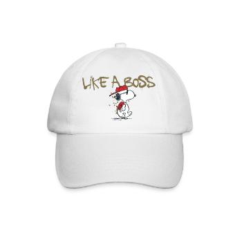 Peanuts Snoopy Like A Boss Cooler Spruch - Baseballkappe - Weiß/Weiß - Vorne