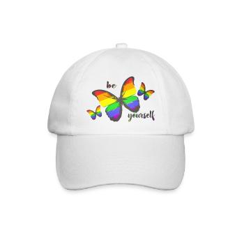 LGBT Queer Rainbow Schmetterling be yourself - Baseballkappe - Weiß/Weiß - Vorne