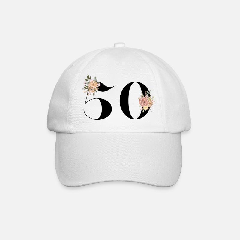 50e anniversaire fleuris (Cadeau de 50 ans) - Casquette classique - blanc/blanc