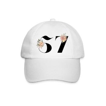 Blumen zum 57-jährigen Jubiläum (Geschenk von 57 Jahren) - Baseballkappe - Weiß/Weiß - Vorne
