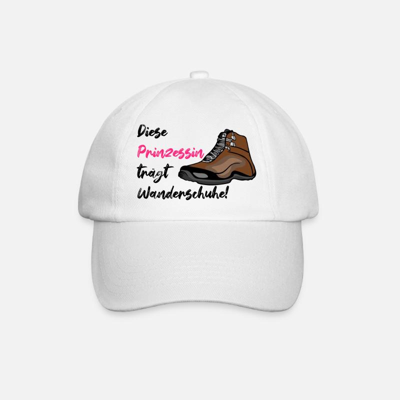 Prinzessin trägt Wanderschuhe, Wandern, Hiking - Baseballkappe - Weiß/Weiß