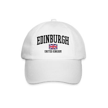 Edinburgh Flaggen-Shirt – Schottland Stadtmotiv - Baseballkappe - Weiß/Weiß - Vorne