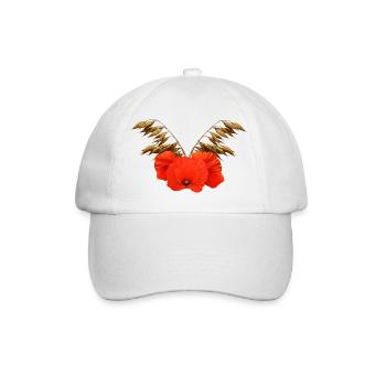 ländliche blumenmuster, Mohnmuster mit Hafer - Baseballkappe - Weiß/Weiß - Vorne