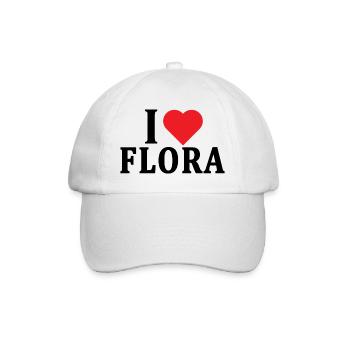 T-Shirt I love Flora T-Shirt Geschenkidee - Baseballkappe - Weiß/Weiß - Vorne