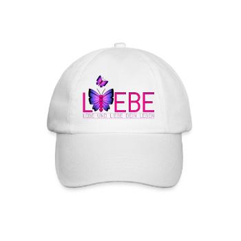 Lebe Liebe Dein Leben Schmetterling - Baseballkappe - Weiß/Weiß - Vorne