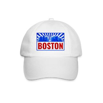 Boston Skyline Retro Red Blue - Baseball Cap - white/white - Front
