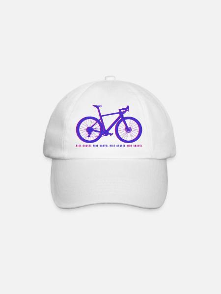 Gravel Bike Lila Rennrad Fahrrad lustiges Geschenk - Baseballkappe - Weiß/Weiß