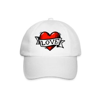 Herz - Band - Love - Baseballkappe - Weiß/Weiß - Vorne