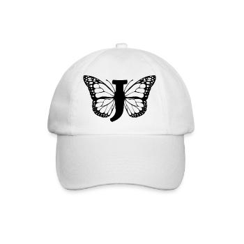 Buchstabe J Schmetterling - Baseballkappe - Weiß/Weiß - Vorne