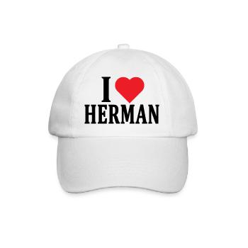 T-Shirt Name Ich liebe Herman T-Shirt Geschenkidee - Baseballkappe - Weiß/Weiß - Vorne