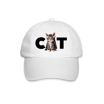 Cat - Für alle die Katzen lieben und das Zeigen wo - Baseballkappe - Weiß/Weiß - Vorne