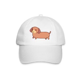 Cute Dachshund Dog Puppy - Baseball Cap - white/white - Front