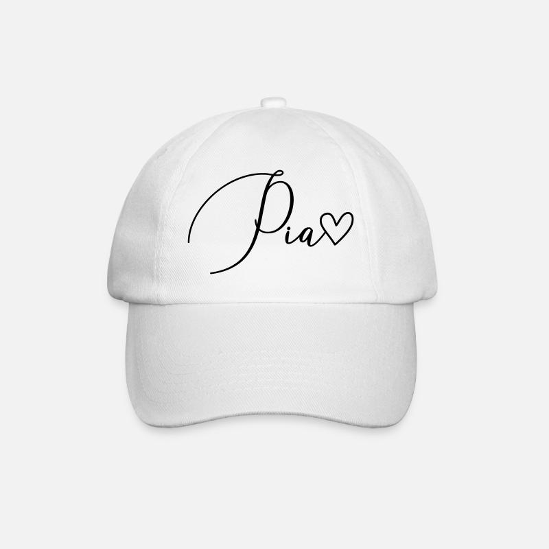 Pia Name Vorname Mädchen - Baseballkappe - Weiß/Weiß