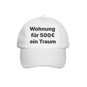 Wohnung für 500 ein Traum - Baseballkappe - Weiß/Weiß - Vorne