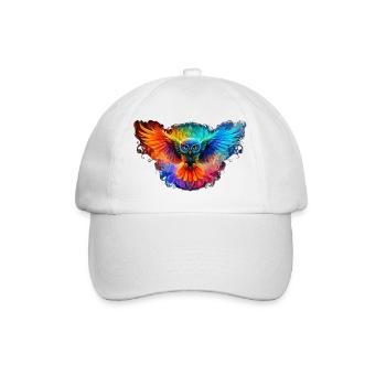 Regenbogen Eulenherz Kunst - Baseballkappe - Weiß/Weiß - Vorne