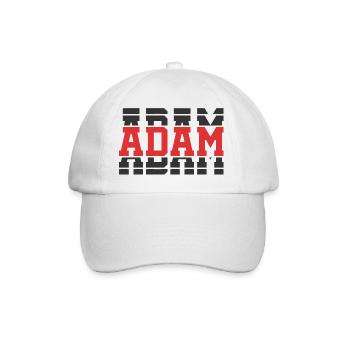 Adam T-Shirt T-Shirt Geschenkidee gestapelter Text - Baseballkappe - Weiß/Weiß - Vorne