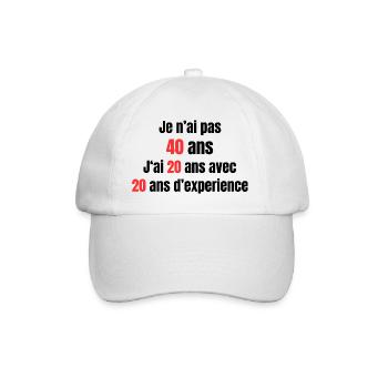 Je n'ai pas 40 ans - Casquette classique - blanc/blanc - Devant